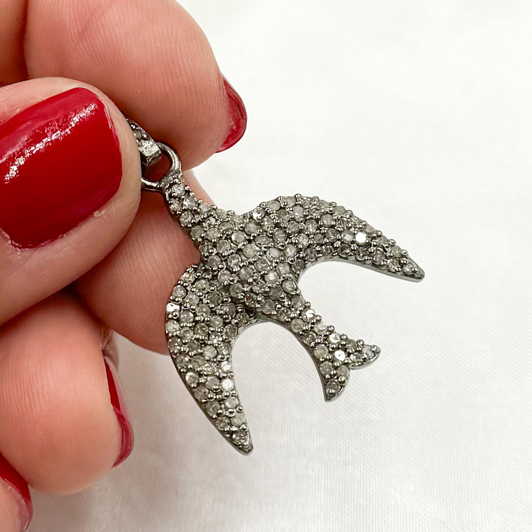 DP442. Diamond Sterling Silver Bird Pendant