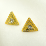 Load image into Gallery viewer, DE046. Diamond and Polki Diamond Sterling Silver Triangle Studs
