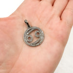 Load image into Gallery viewer, DC329. Diamond Sterling Silver Round Cancer Zodiac Pendant
