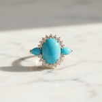 Load image into Gallery viewer, CR97317TQ14X10. 18K Solid Gold Diamond &amp; Turquoise Ring