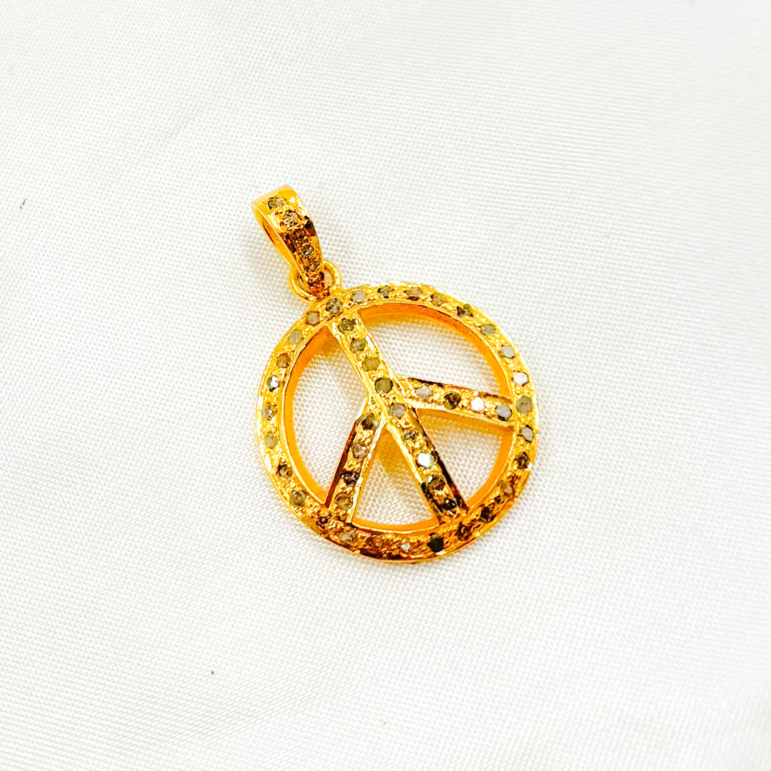 DP228. Diamond Sterling Silver Round Peace Pendant