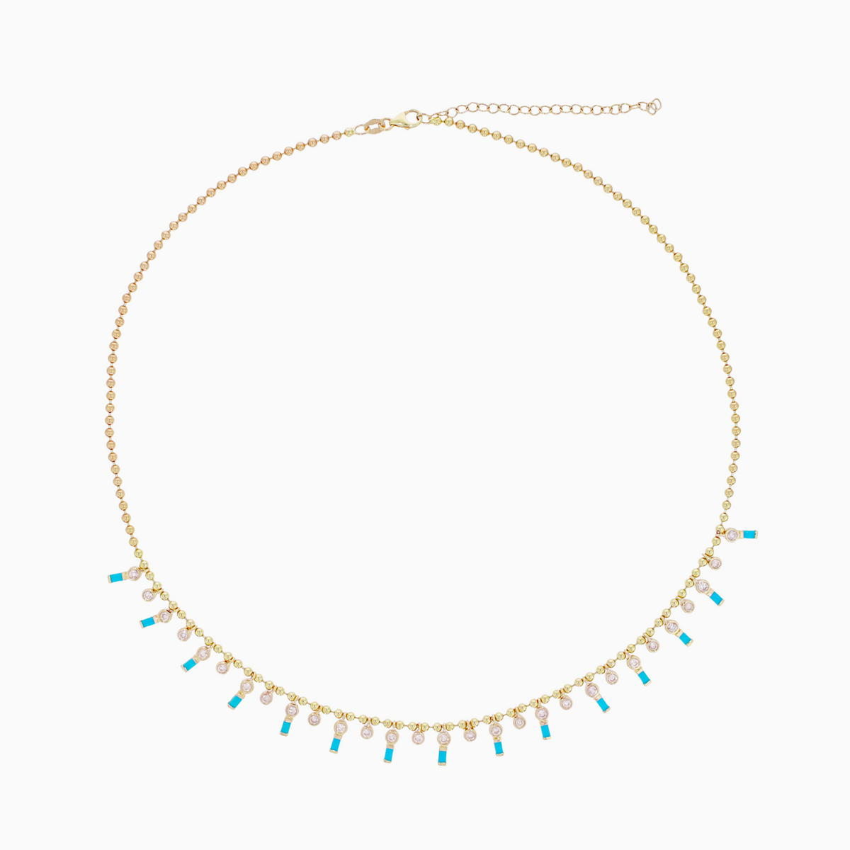 NFK71702. 14K Solid Gold Diamond and Gemstone Necklace