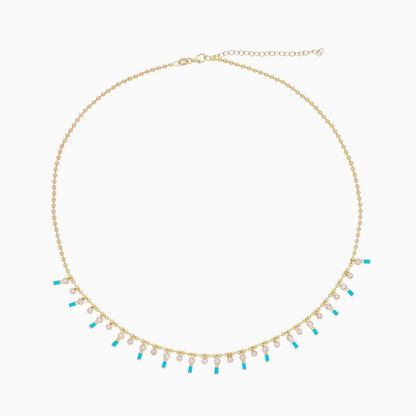 NFK71702. 14K Solid Gold Diamond and Gemstone Necklace