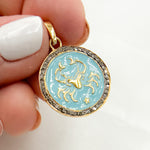 Load image into Gallery viewer, DP609A. Diamond Sterling Silver Round Cancer Zodiac Enamel Pendant
