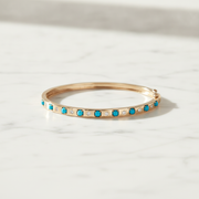 BNE68710. 14K Solid Gold Diamond & Gemstone Bangle