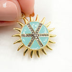 Load image into Gallery viewer, DP650A. Diamond Sterling Silver Round Sun Enamel Pendant
