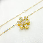 Load image into Gallery viewer, 14K Solid Gold Diamond Dangle Flower Necklace. NT404137
