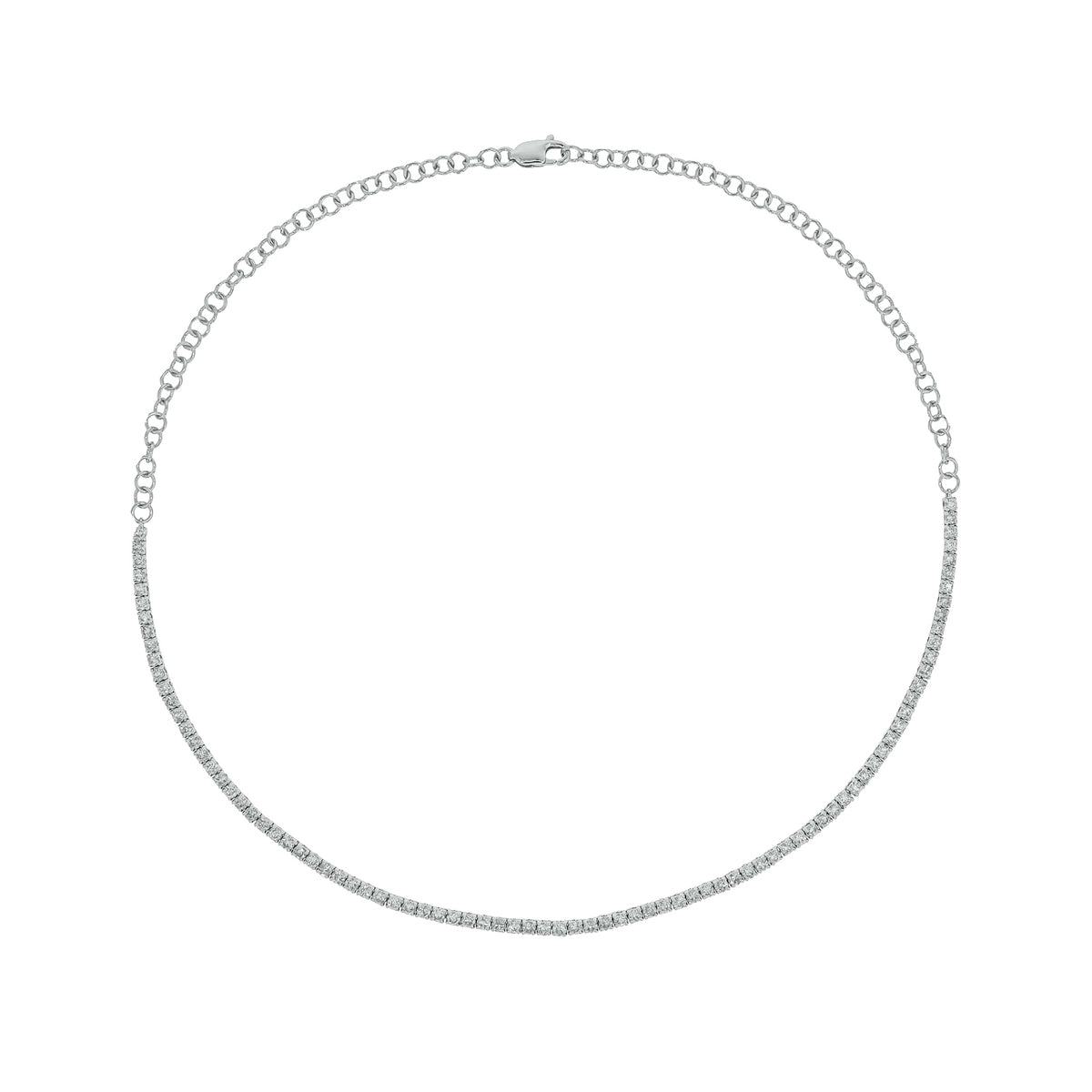 NFR71713. 14K Solid Gold Diamond Tennis Choker Necklace