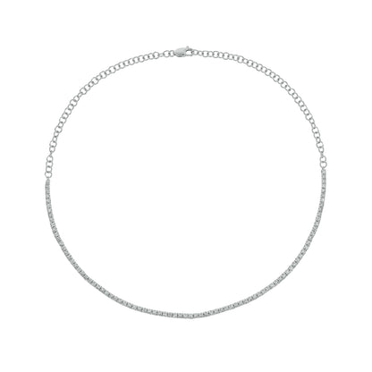 NFR71713. 14K Solid Gold Diamond Tennis Choker Necklace