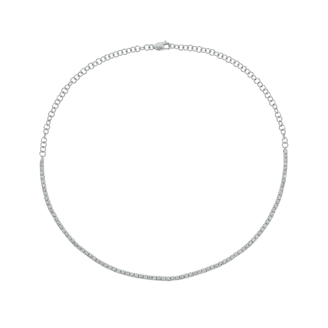 14K Solid White Gold Diamond Tennis Necklace. NFR71713