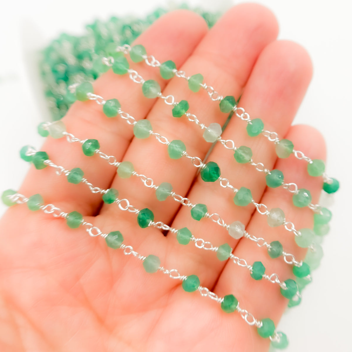 Buy Green Onyx Sterling Silver Wire Chain