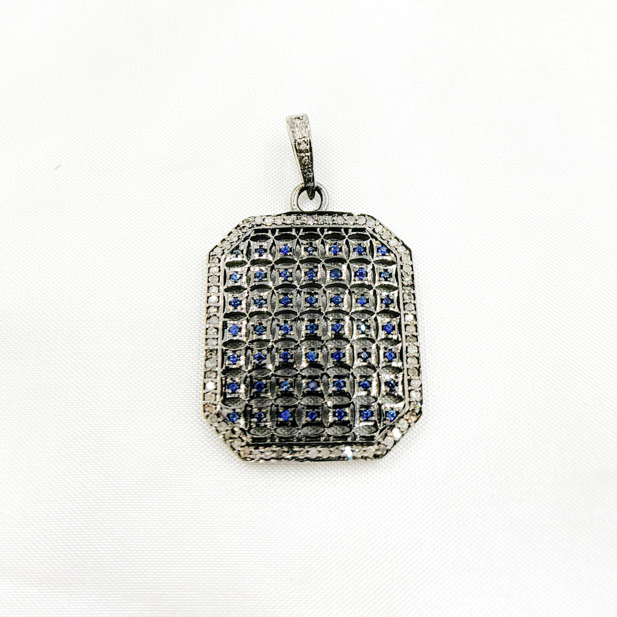 DP157. Diamond Sterling Silver Rectangle Pendant