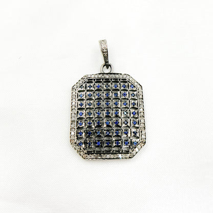DP157. Diamond Sterling Silver Rectangle Pendant