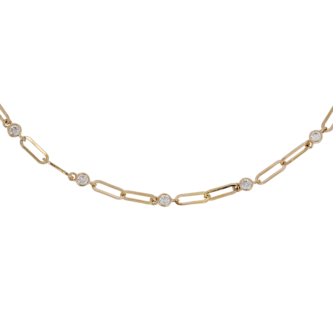 NFI72686. 14K Solid Gold Diamond Fancy Necklace