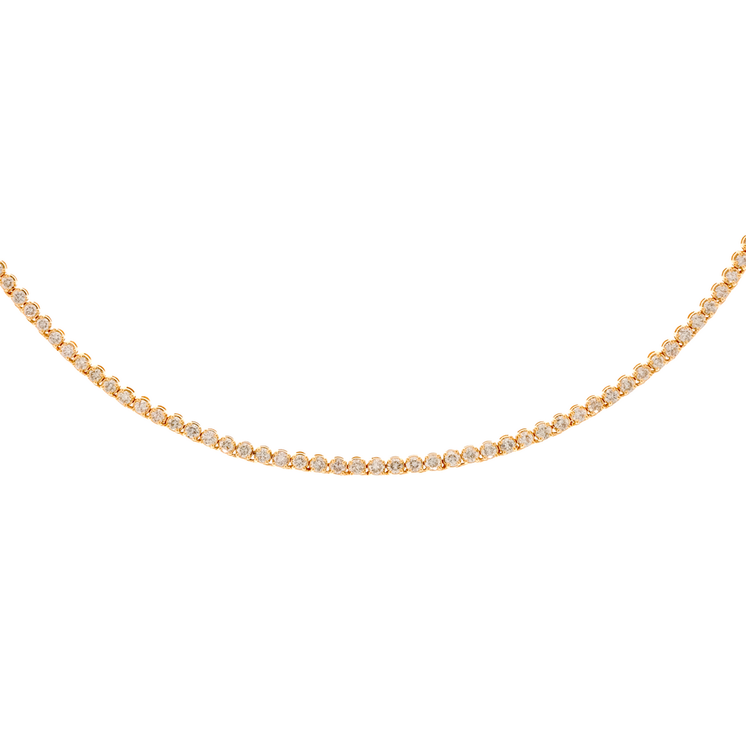 NFP71713. 14K Solid Gold Diamond Tennis Choker Necklace