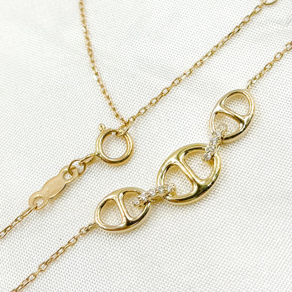 NT404253. 14K Solid Gold Link Diamond Necklace
