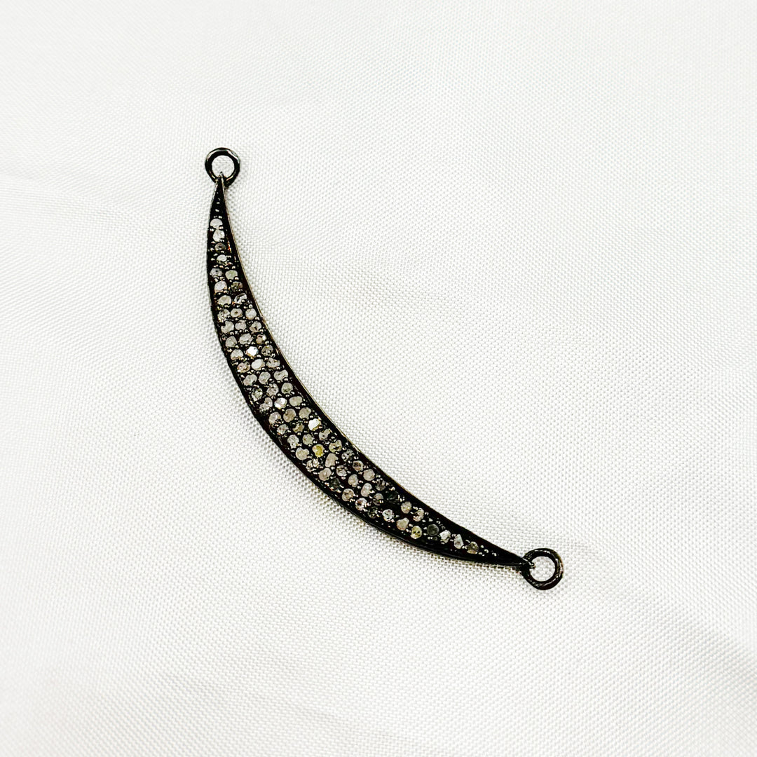 DE011. Sterling Silver Black Rhodium Diamond Moon Connector