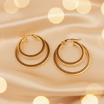 Load image into Gallery viewer, 15850003992. 14K Solid Gold Fancy Hollow Double Hoop Earrings