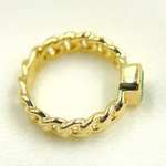 Load image into Gallery viewer, 14K Solid Yellow Gold Statement Emerald Chain Link Ring. CR96103EM7X5
