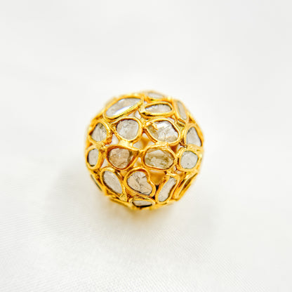 DC809. Diamond & Sterling Silver Round Bead