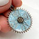 Load image into Gallery viewer, DP600A. Diamond Sterling Silver Round Compass Enamel Pendant
