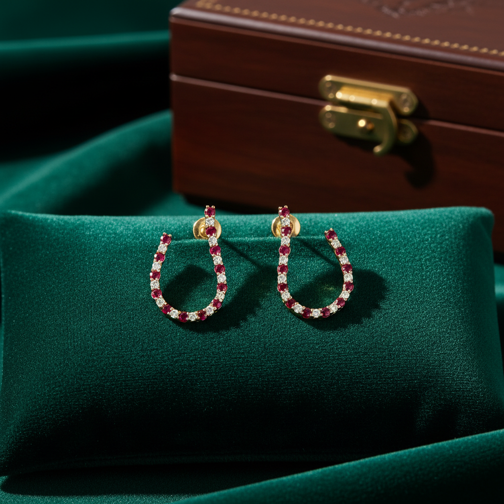 ER417873. 14k Solid Gold Diamond and Gemstone Fancy Earrings
