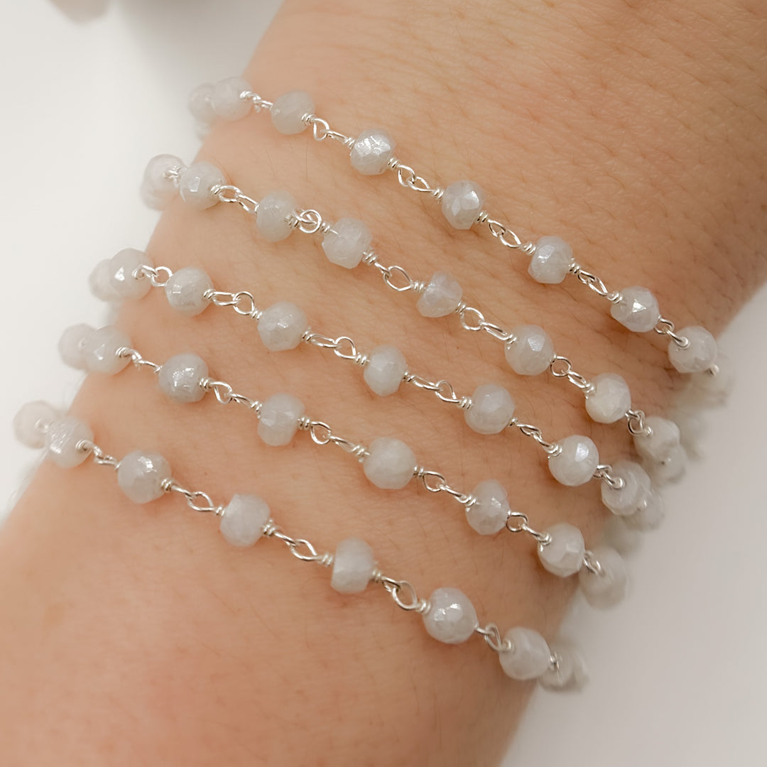 Buy Coated Rainbow Moonstone Sterling Silver Wire Chain
