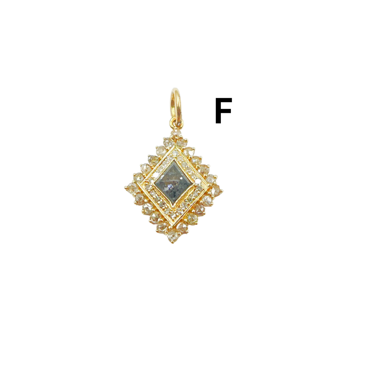 14K Solid Gold Diamond Charm Pendant