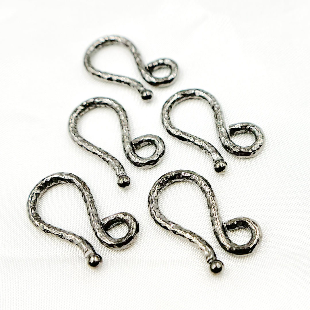 JH2BR. Black Rhodium Sterling Silver  Hammered "S" Hook