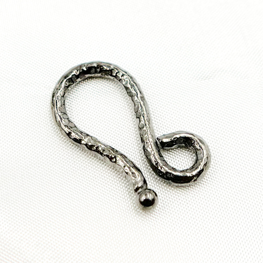 JH2BR. Black Rhodium Sterling Silver  Hammered "S" Hook