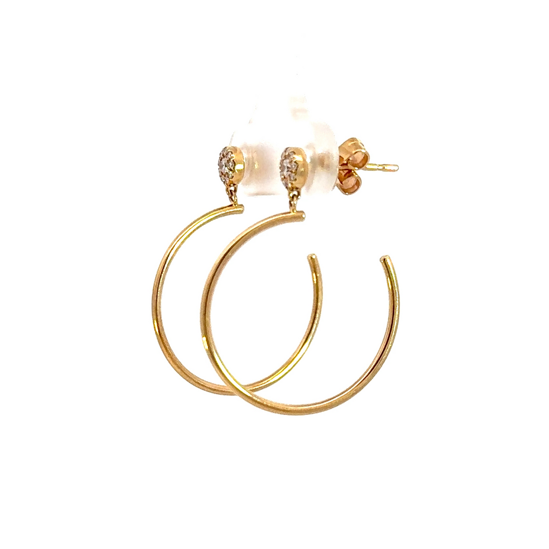 EFB53676. 14K Solid Yellow Gold Diamond Hoop Earrings