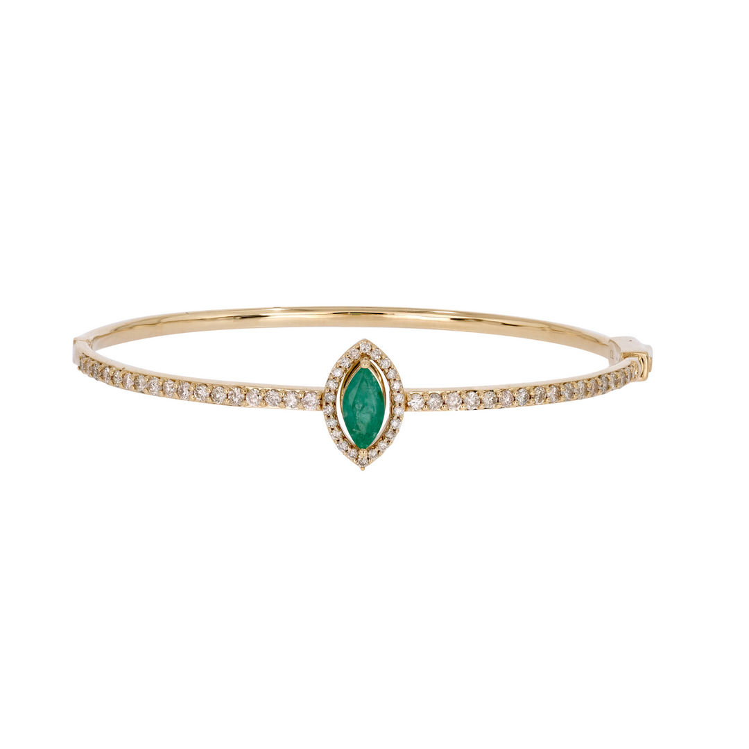 14K Solid Gold Diamond and Gemstone Bangle. CB96498EM