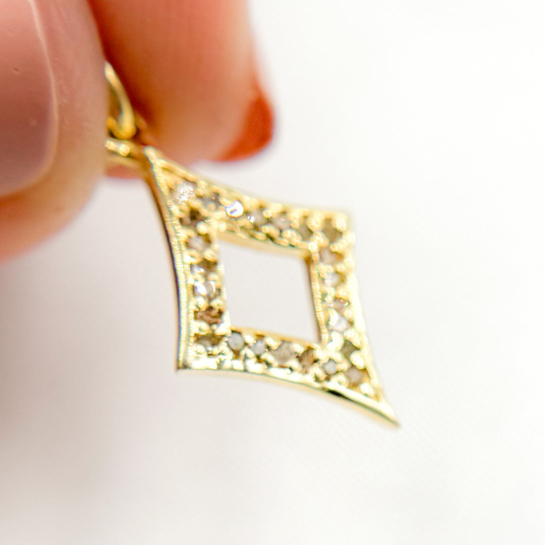 DC361. Diamond Sterling Silver Rhombus Charm