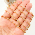 Load image into Gallery viewer, CQU30. Coated Peach Quartz Gold Plated Wire Chain