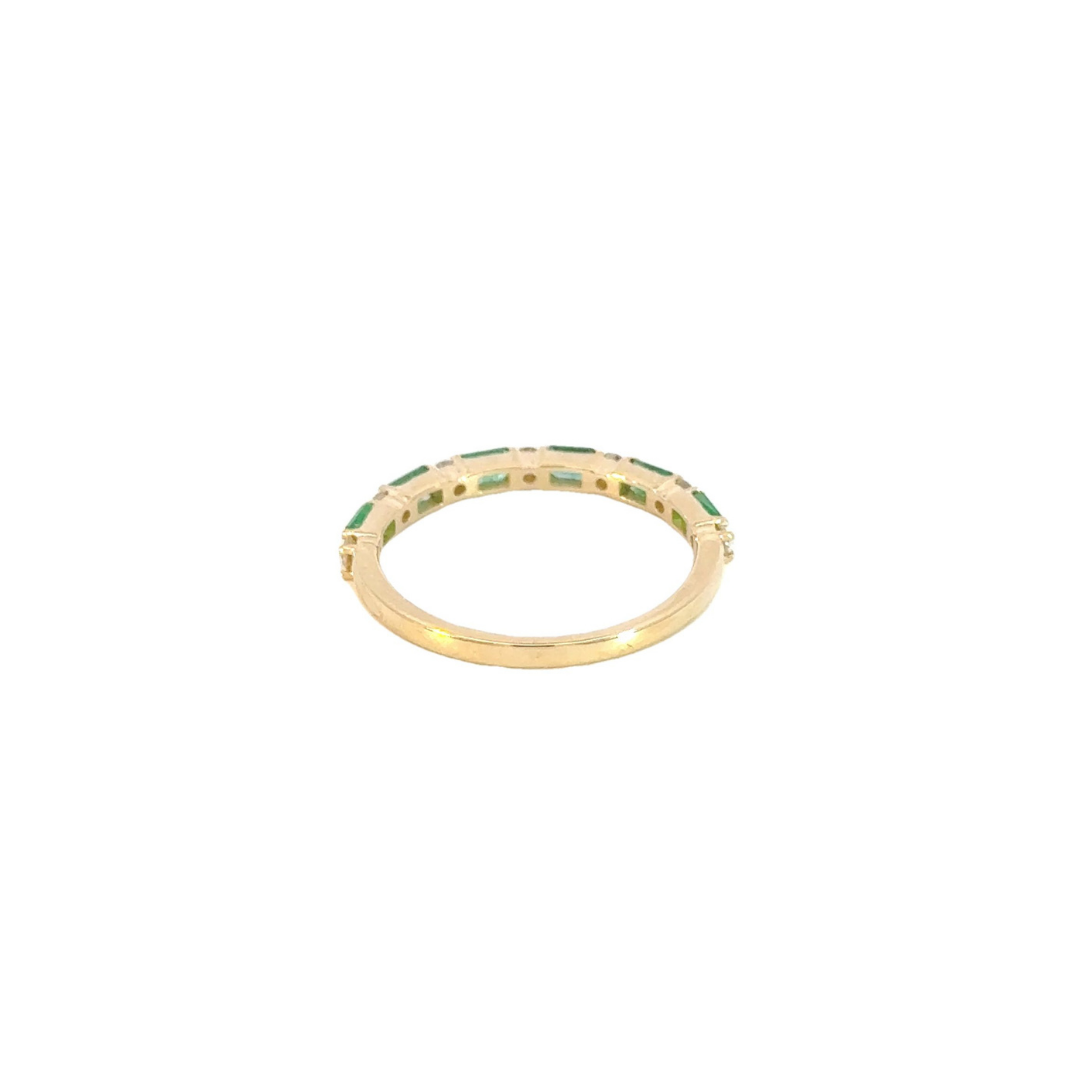 14k Solid Gold Diamond and Emerald Half Eternity Ring. RAB01632EM