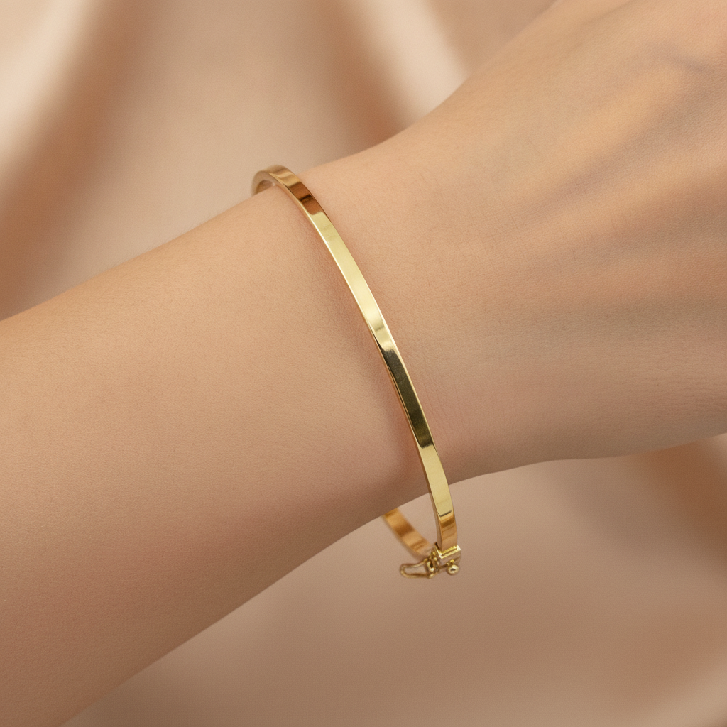 Bangle25. 14K Solid Gold Bangle Bracelet