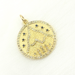 Load image into Gallery viewer, 14K Solid Gold Diamond &amp; Gemstone Circle Charm with Mountain. GDP423
