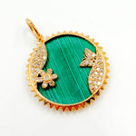 Load image into Gallery viewer, Buy Now 14K Solid Gold Round Butterfly and Flower Pendant
