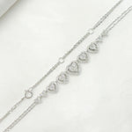 Load image into Gallery viewer, 14K Solid White Gold Diamond Hearts Necklace. NK113052
