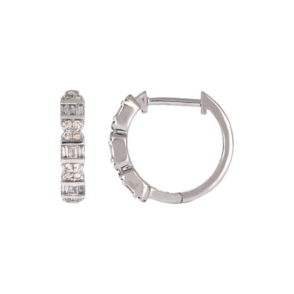 EHD57621. 14k Solid Gold Diamond Hoop Earrings