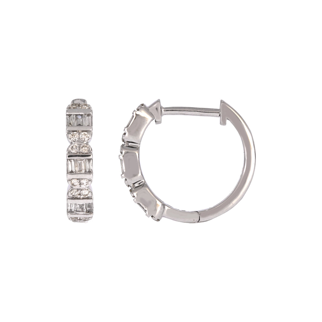 EHD57621. 14k Solid Gold Diamond Hoop Earrings