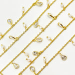 Load image into Gallery viewer, Gold Plated Pearl &amp; CZ Dangle Wire Chain