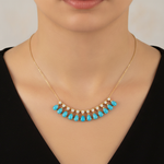 Load image into Gallery viewer, CN97255TQ6X4. 18K Solid Gold Diamond and Turquoise Necklace