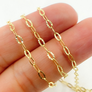 14K Solid Yellow Gold Diamond Cut Oval Link Chain