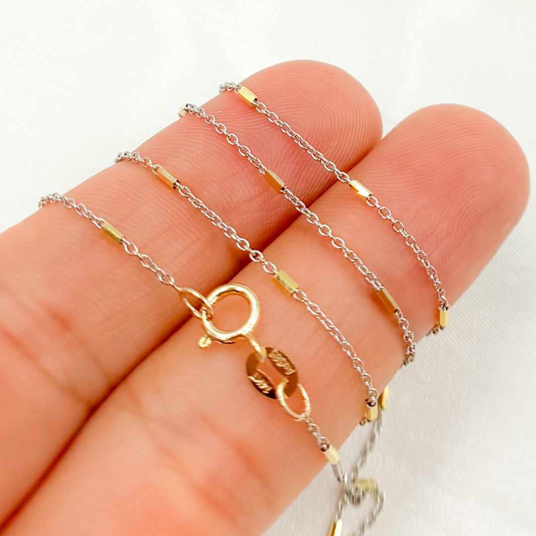 025R02E2CNP0G8L. 14k Solid Gold Satellite Bars Chain