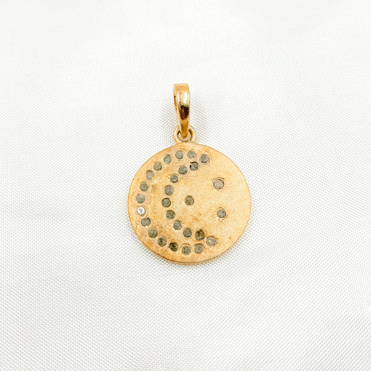 DP219. Diamond Sterling Silver Round Moon Pendant