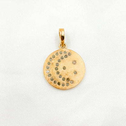 DP219. Diamond Sterling Silver Round Moon Pendant