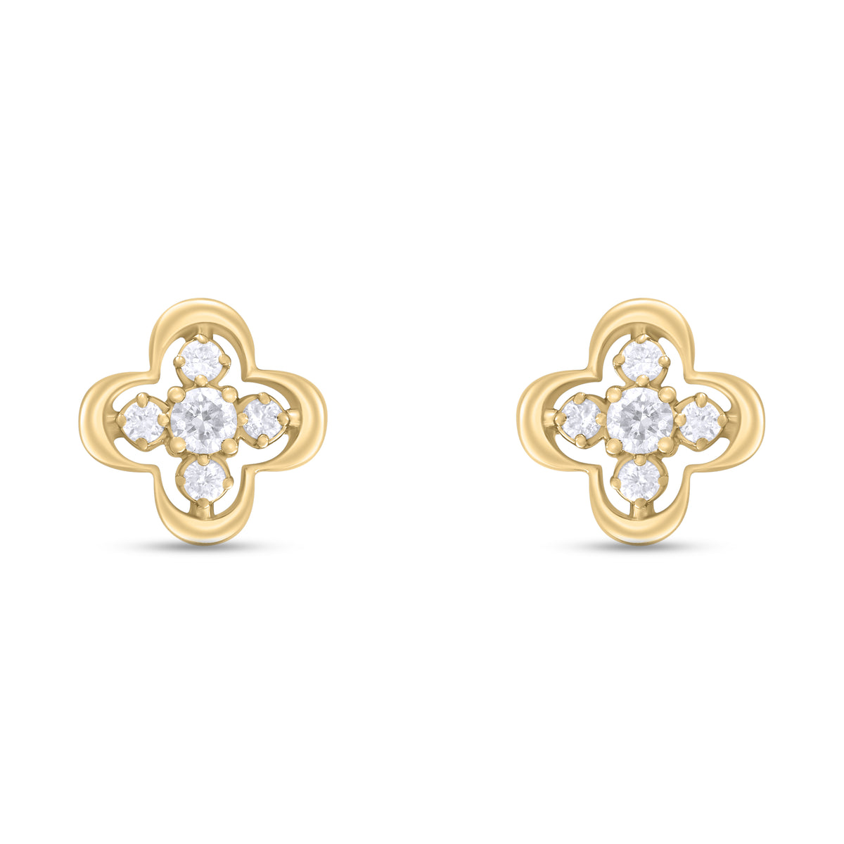 EFA54268. 14K Solid Gold Diamond Flower Studs