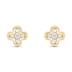 Load image into Gallery viewer, ER421142. 14K Solid Gold Diamond Flower Studs
