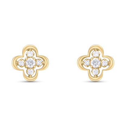 EFA54268. 14K Solid Gold Diamond Flower Studs